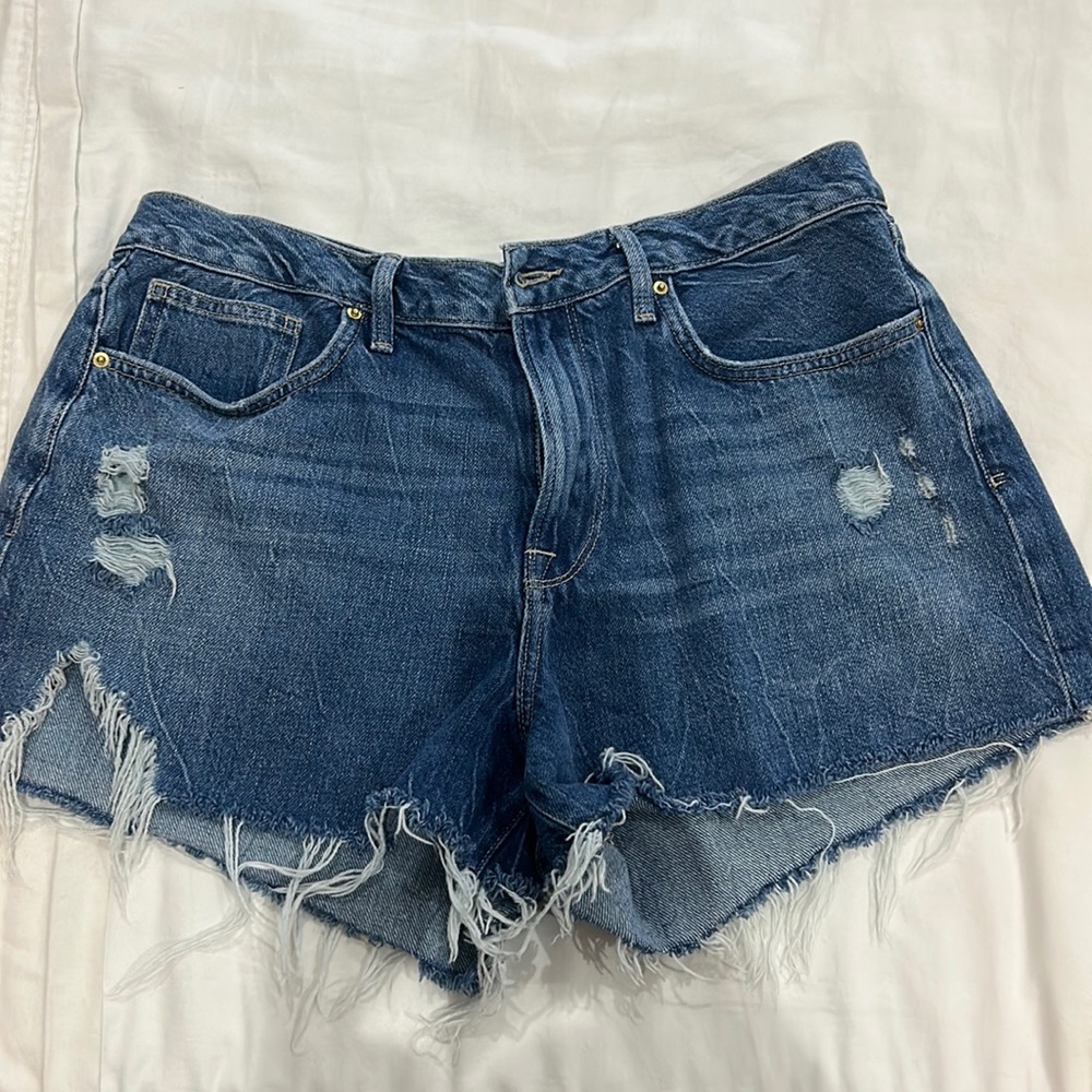 Frame Le Brigette high waist raw edge denim shorts